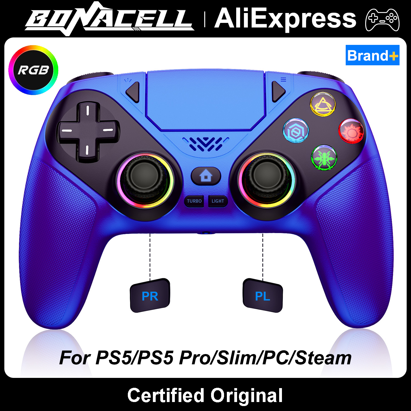 Pc Gaming Emulator - Controller For PlayStation5/PS5 Pro/Slim/PC RGB Light