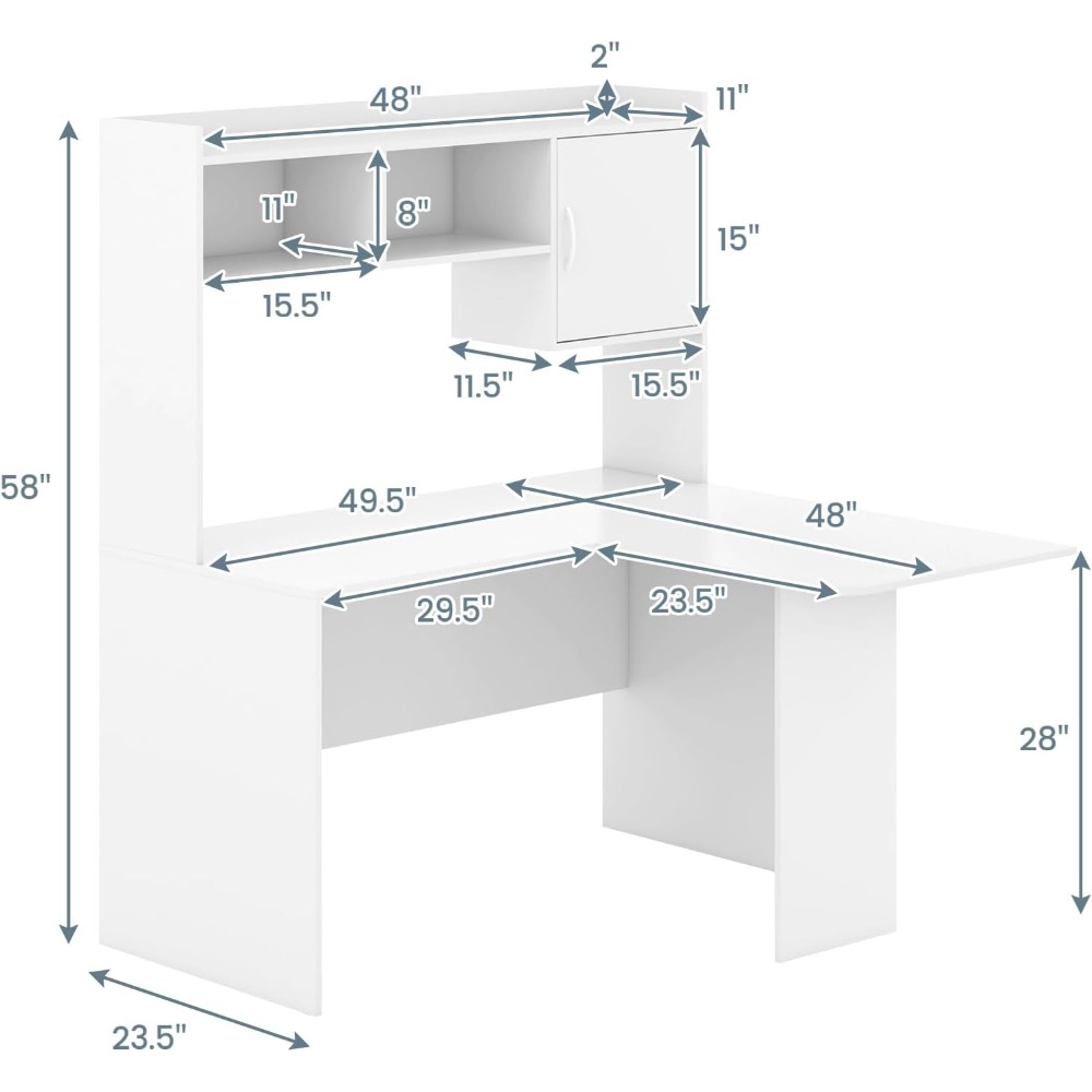 Giantex L Shaped Desk with Hut - Pc Gaming White avis et prix