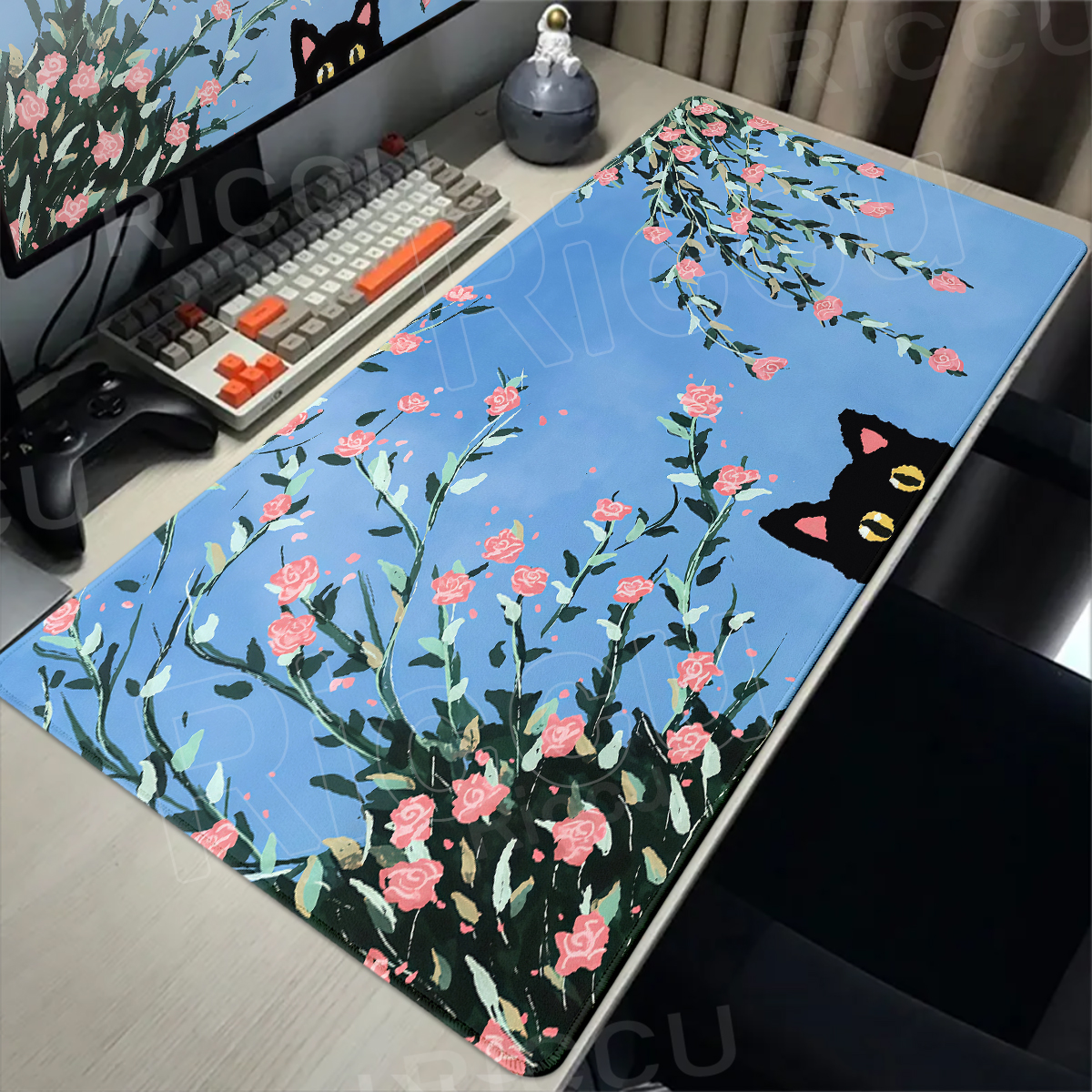 Lovely White Cat and Green Pla - Pc Gaming White avis et prix