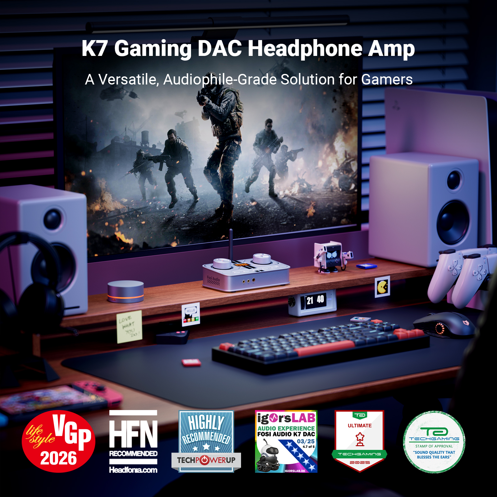 Fosi Audio K7 White Gaming Hea - Pc Gaming White avis et prix