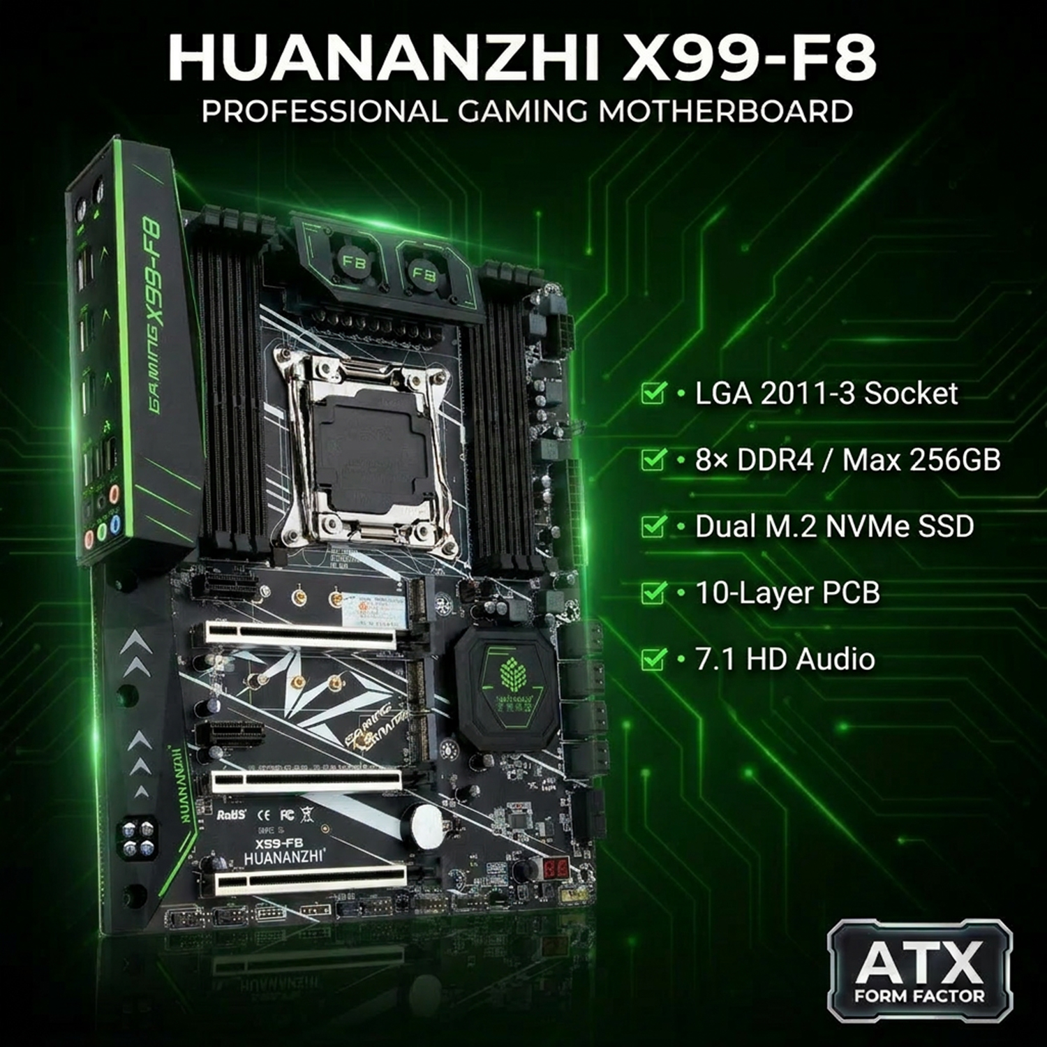 HUANANZHI X99 F8 Placa-mãe LGA - Pc Gaming Omen avis et prix