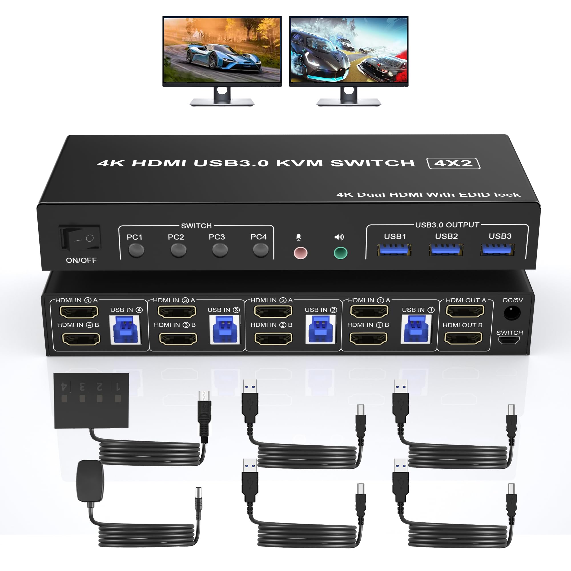 4K USB 3.0 KVM Switch HDMI Dua - Pc Gaming Emulator avis et prix